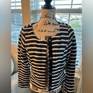 STOOSH Black and White Striped Cardigan